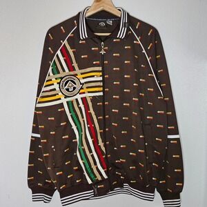 LRG Roots People Track Jacket Brown Rasta Stripe Logo